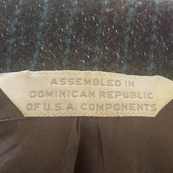 90S GRAY & BLUE PINSTRIPE WOOL BLEND CROPPED VINTAGE BLAZER GILMOR EUC 5/6 - Picture 8 of 8